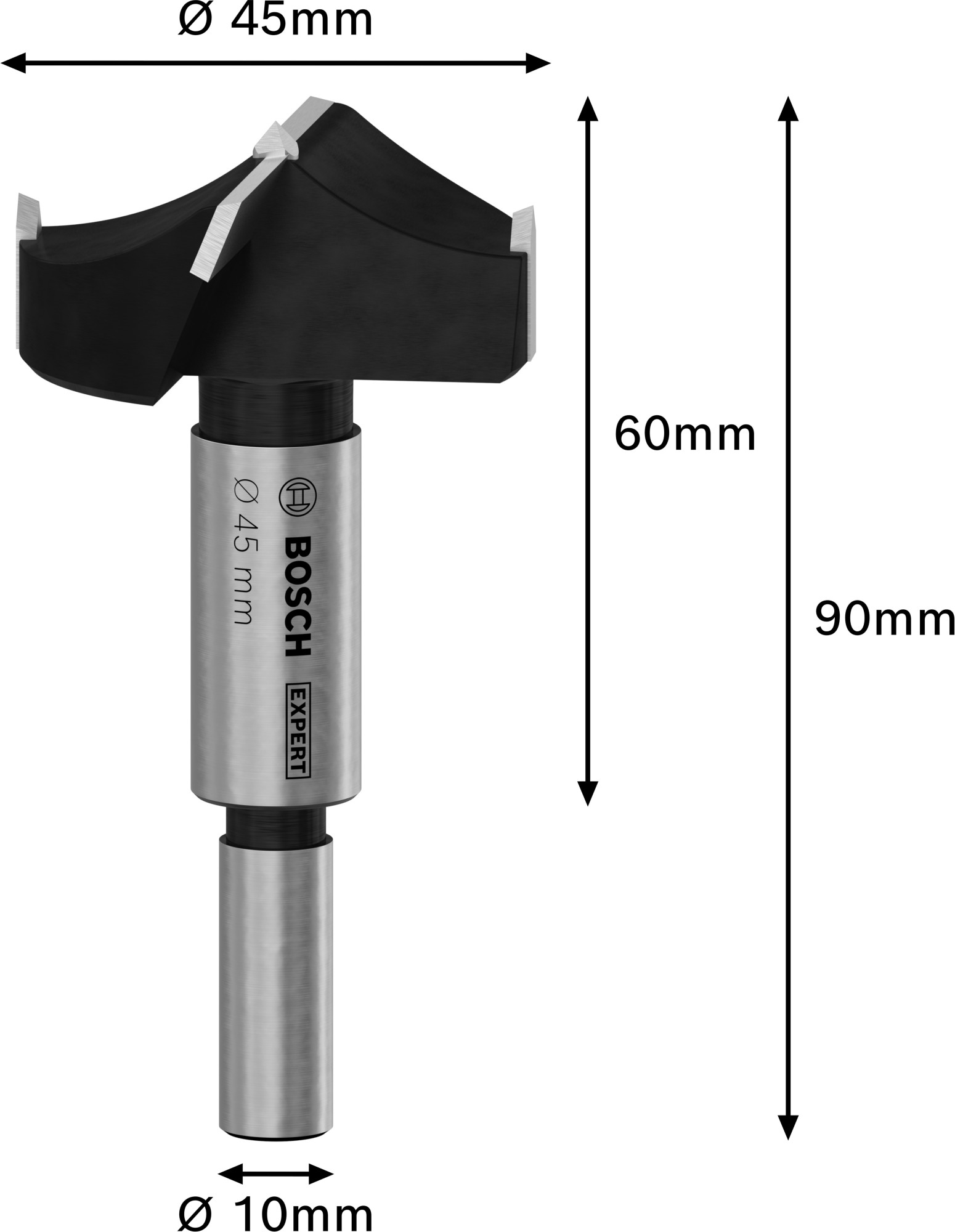 Broca de corte para bisagras EXPERT para madera laminada, 45 x 60 x 90 mm
