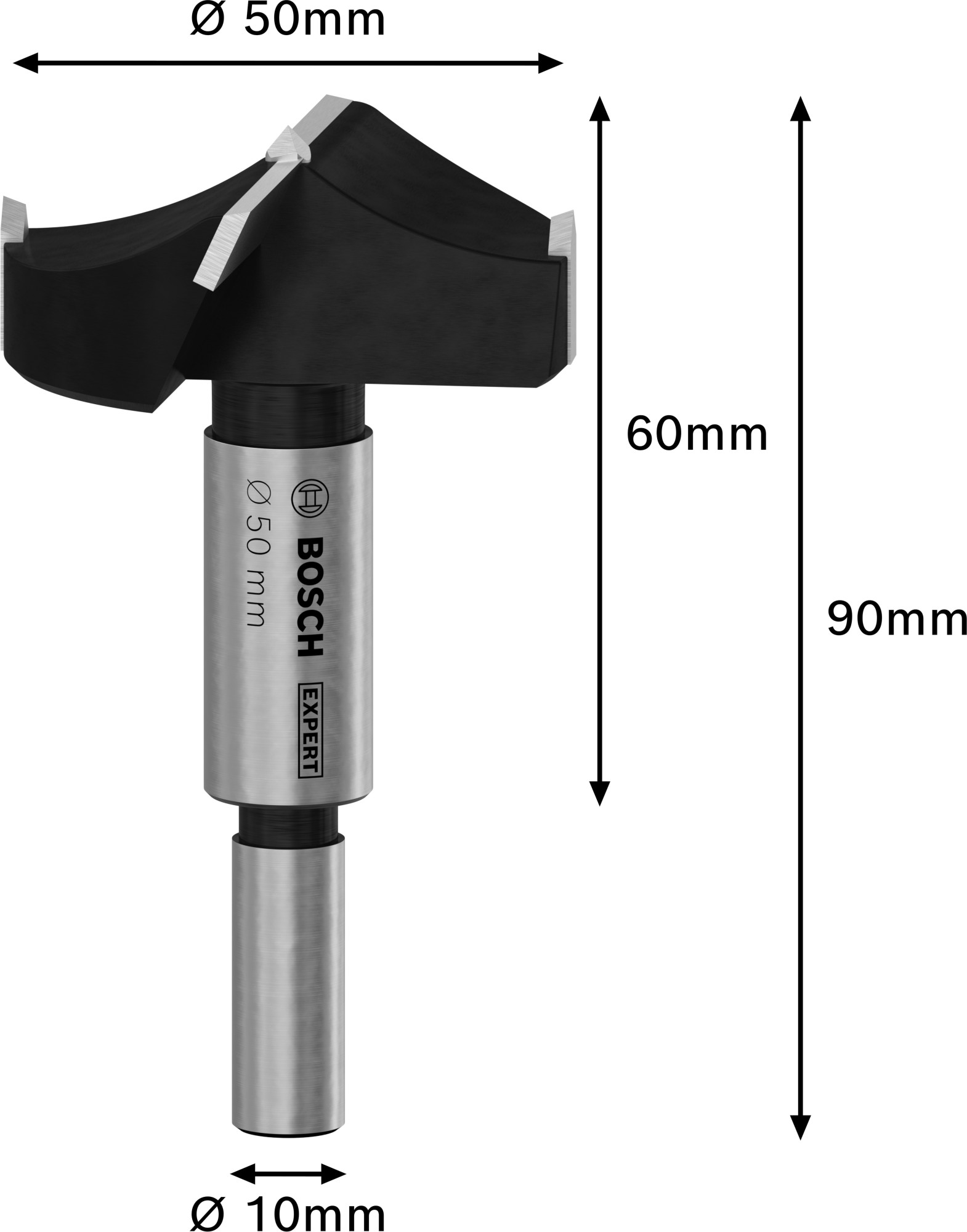 Broca de corte para bisagras EXPERT para madera laminada, 50 x 60 x 90 mm