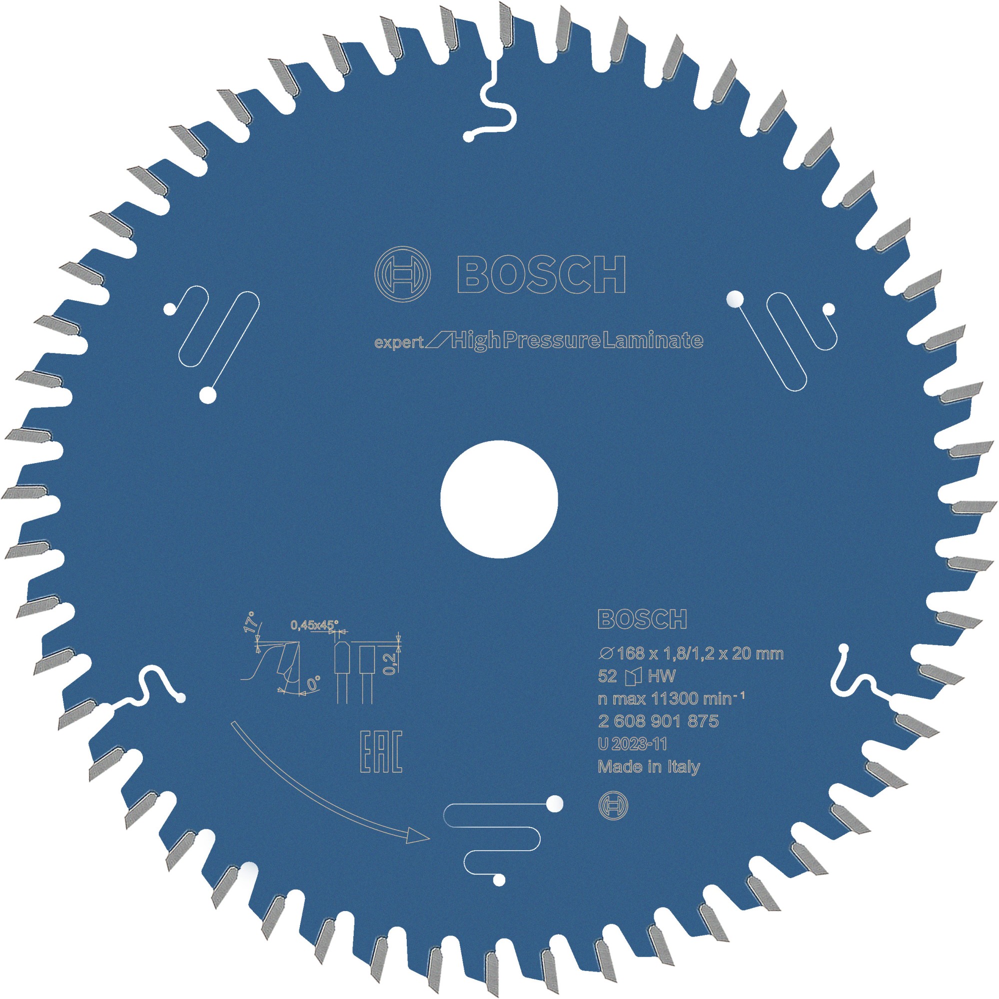Hoja de sierra circular EXPERT High Pressure Laminate, 168 x 1,8/1,2 x 20 mm, T52