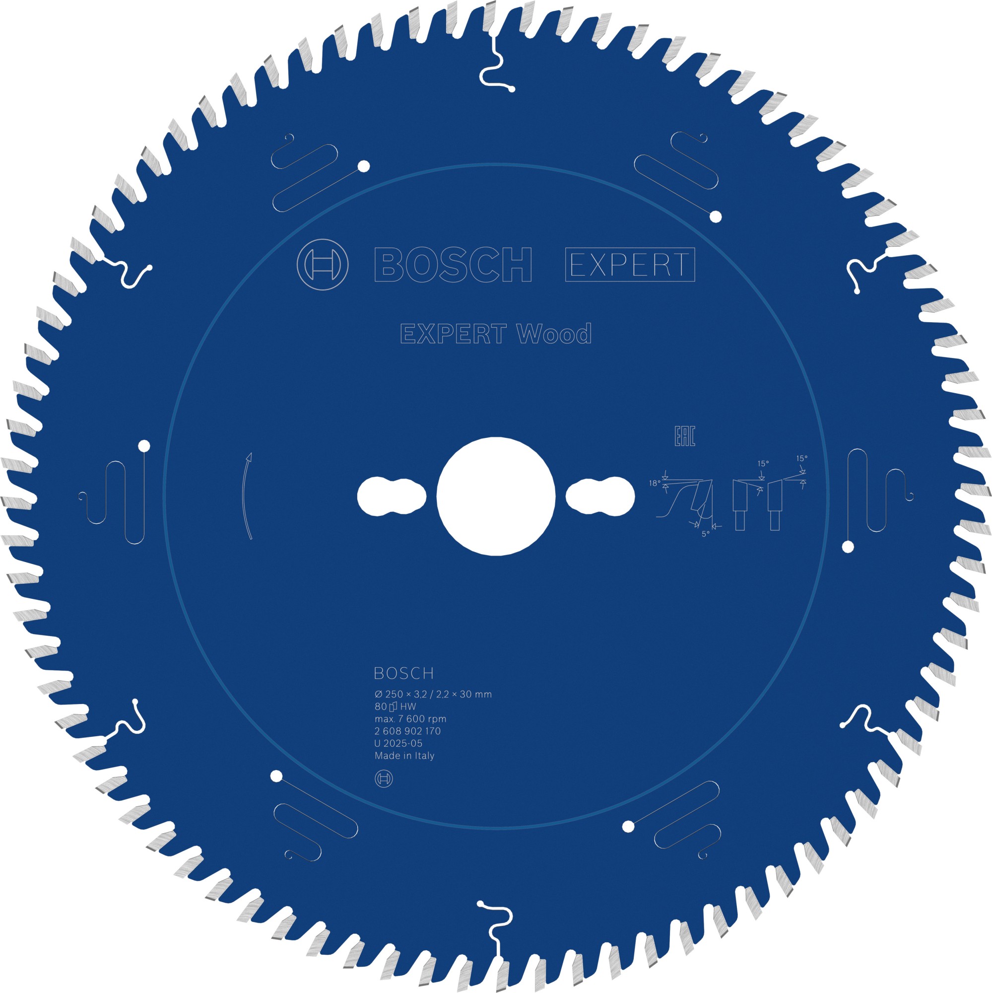 Hoja de sierra circular EXPERT Wood, 250 x 3,2/2,2 x 30 mm, T80