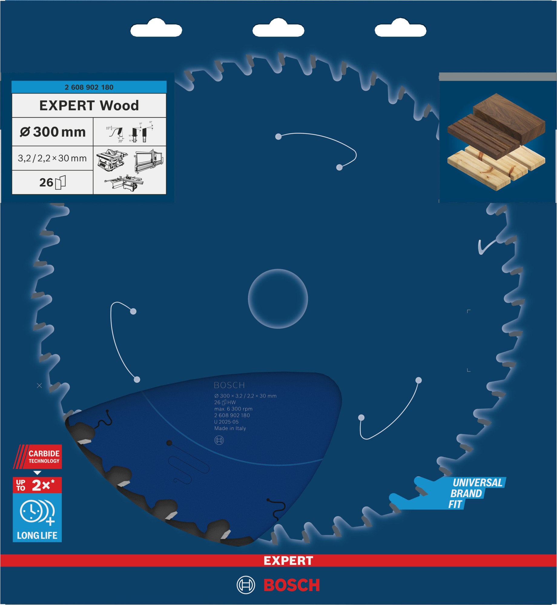 Hoja de sierra circular EXPERT Wood, 300 x 3,2/2,2 x 30 mm, T26