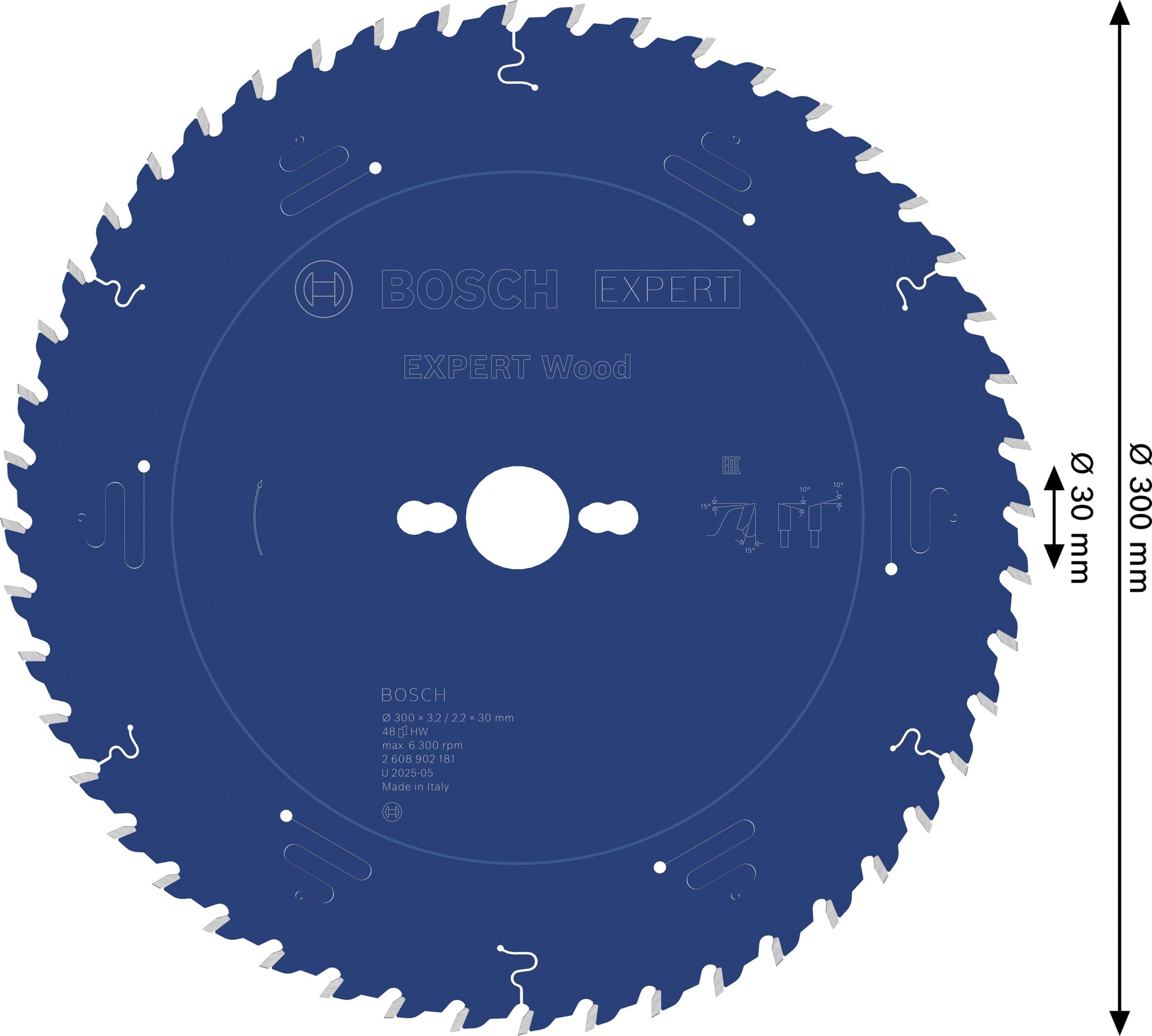 Hoja de sierra circular EXPERT Wood, 300 x 3,2/2,2 x 30 mm, T48