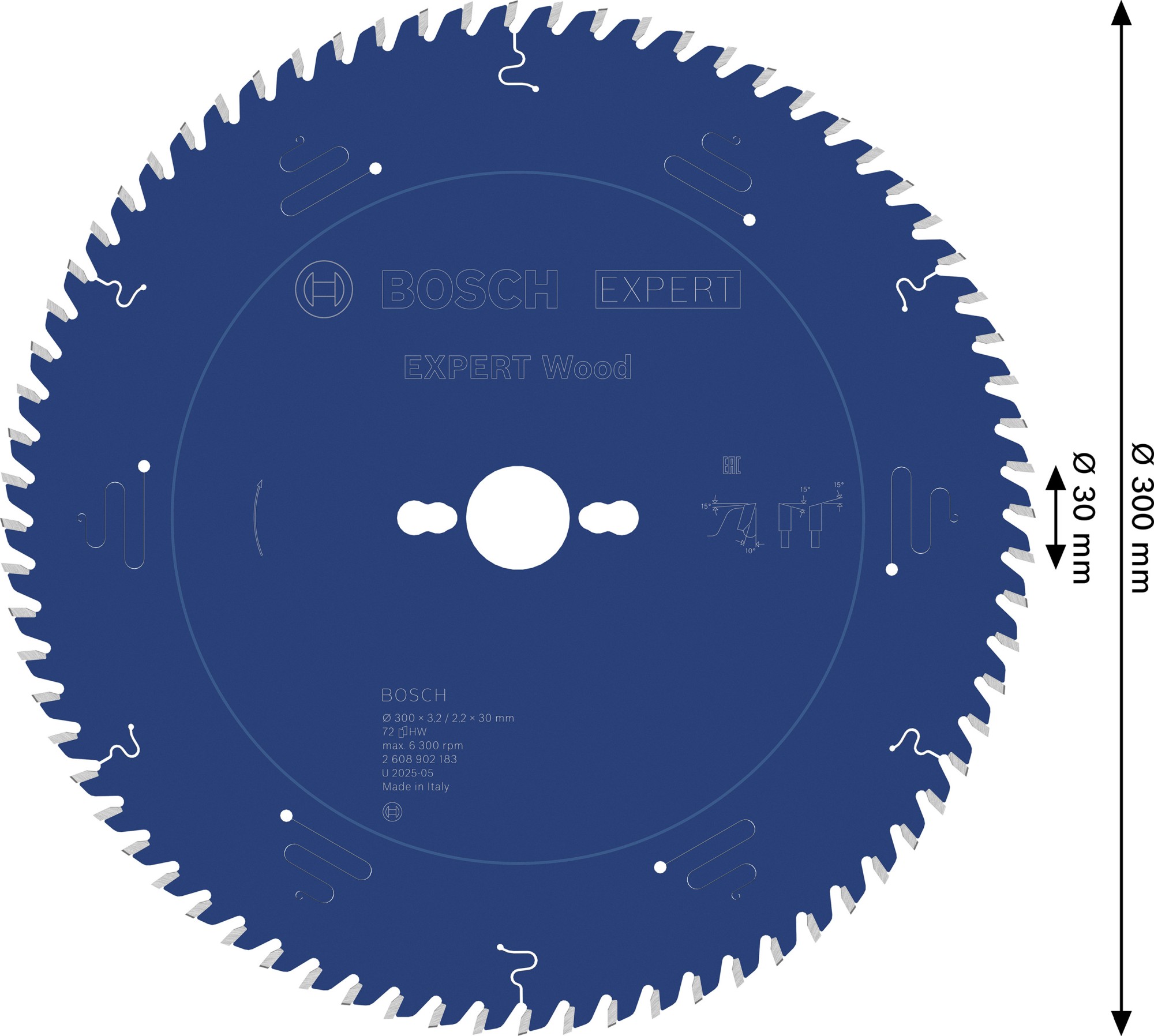 Hoja de sierra circular EXPERT Wood, 300 x 3,2/2,2 x 30 mm, T72