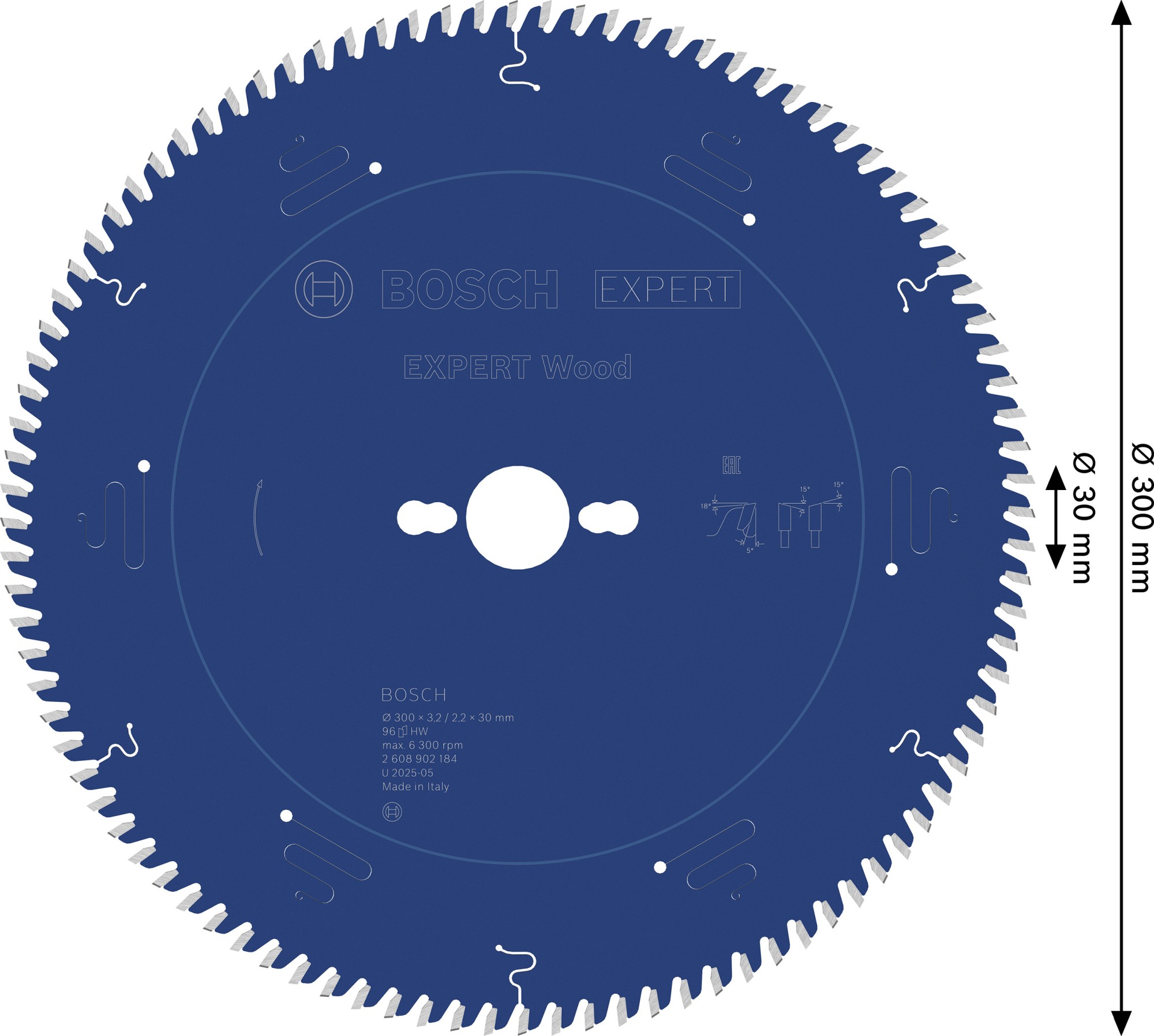 Hoja de sierra circular EXPERT Wood, 300 x 3,2/2,2 x 30 mm, T96