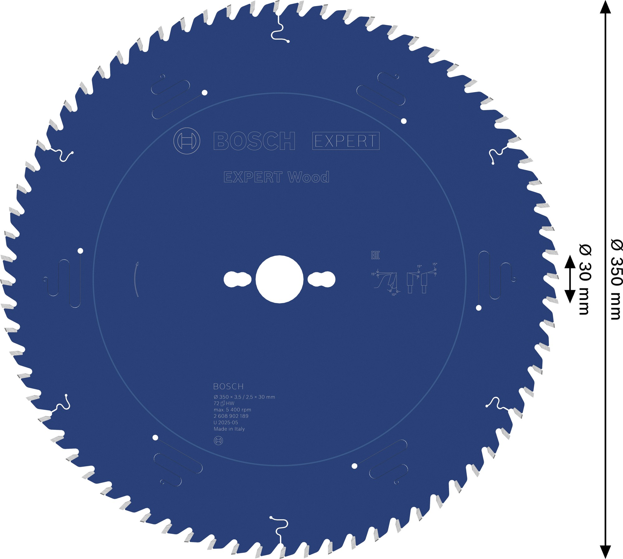 Hoja de sierra circular EXPERT Wood, 350 x 3,5/2,5 x 30 mm, T72