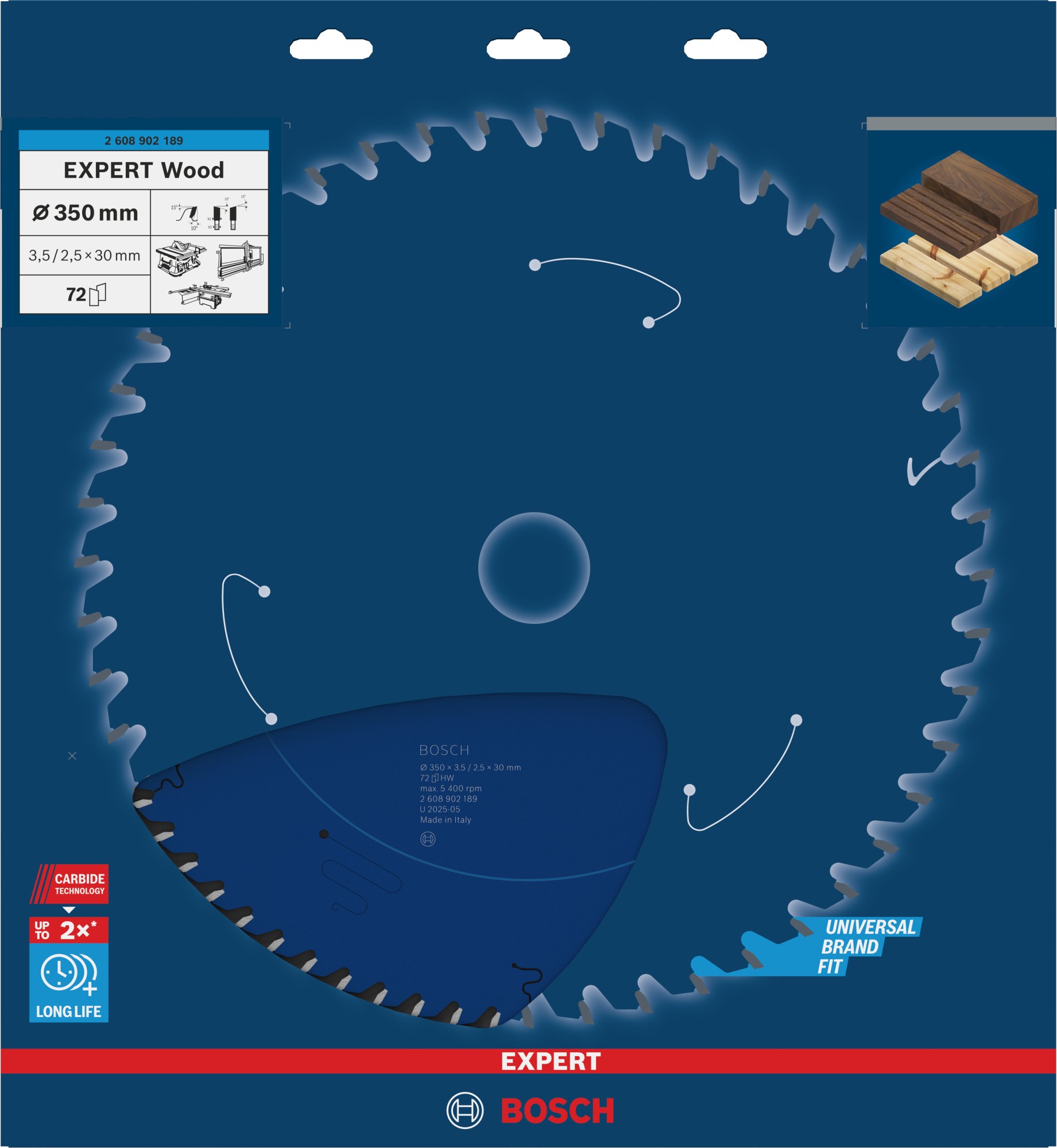 Hoja de sierra circular EXPERT Wood, 350 x 3,5/2,5 x 30 mm, T72