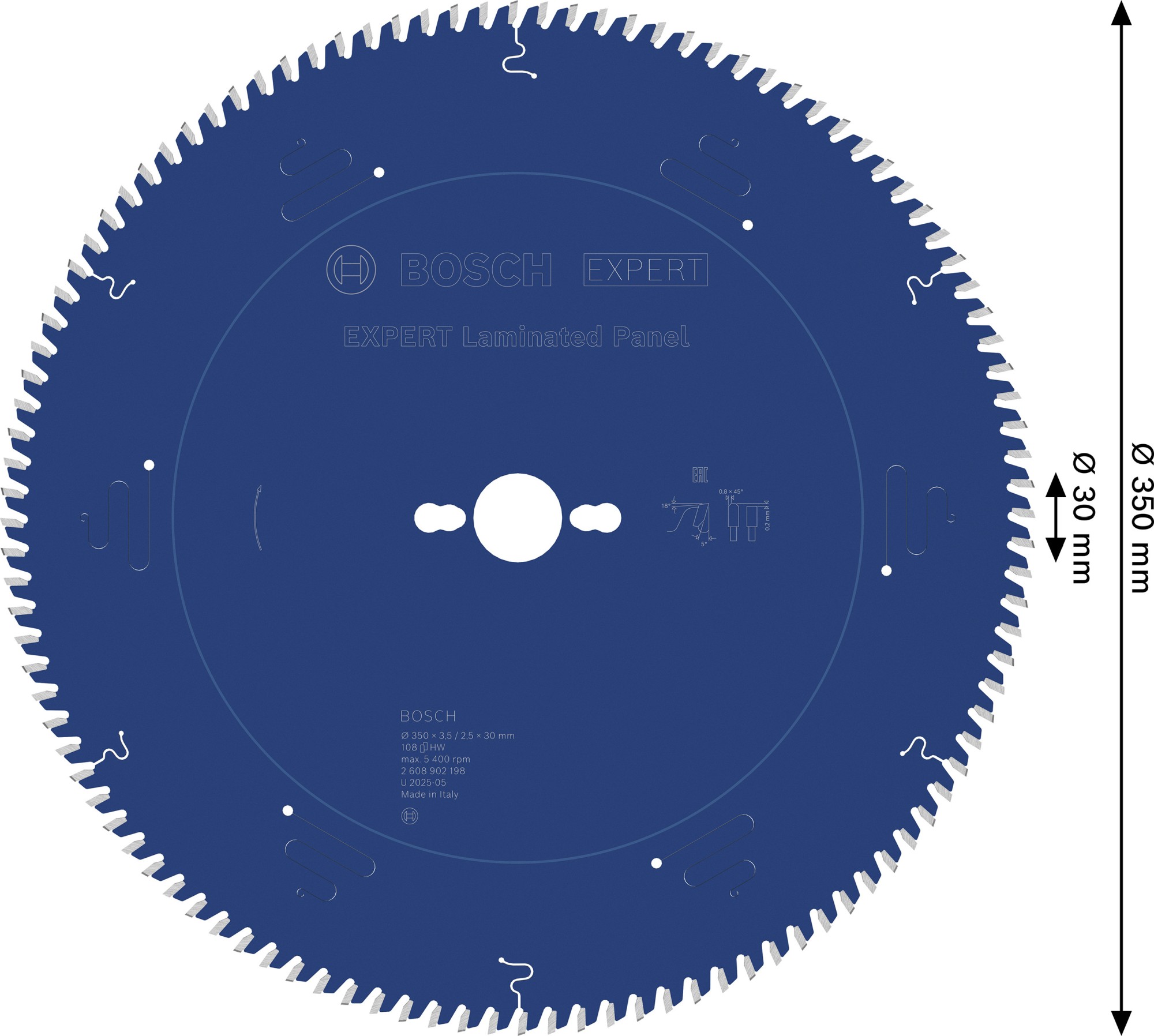 Hoja de sierra circular EXPERT Laminated Panel, 350 x 3,5/2,5 x 30 mm, T108