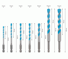 Set de brocas EXPERT HEX-9 Multi Construction, 4 x 45 x 90 mm; 5 x 50 x 100 mm; 6 x 60 x 100 mm; 6 x 60 x 100 mm; 8 x 50 x 100 mm; 10 x 90 x 150 mm; 12 x 90 x 1