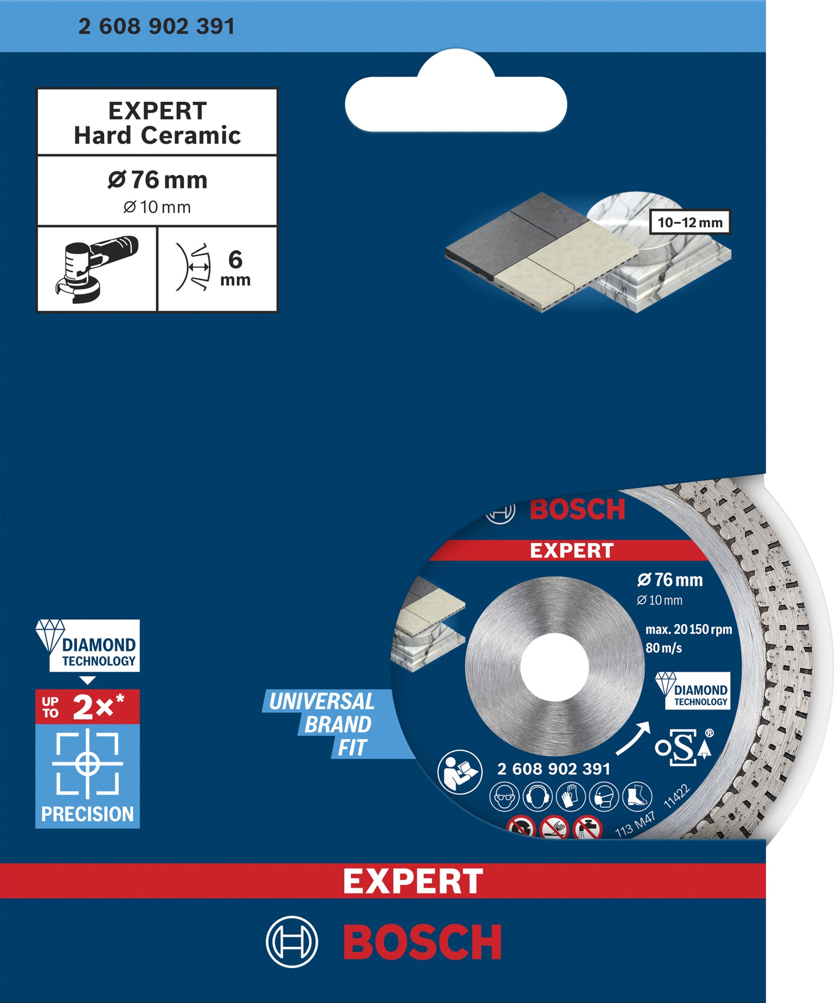 Disco de corte con diamante EXPERT Hard Ceramic 76 mm de 76 x 1,5 x 10 mm