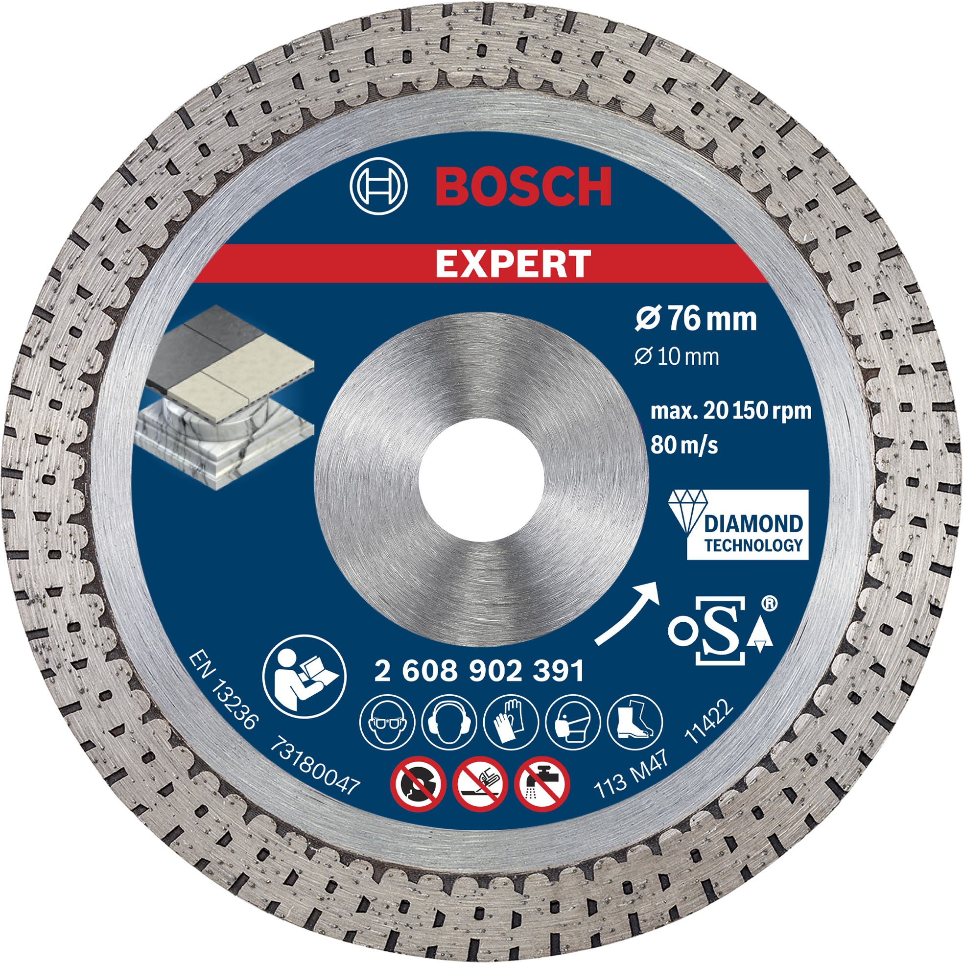 Disco de corte con diamante EXPERT Hard Ceramic 76 mm de 76 x 1,5 x 10 mm