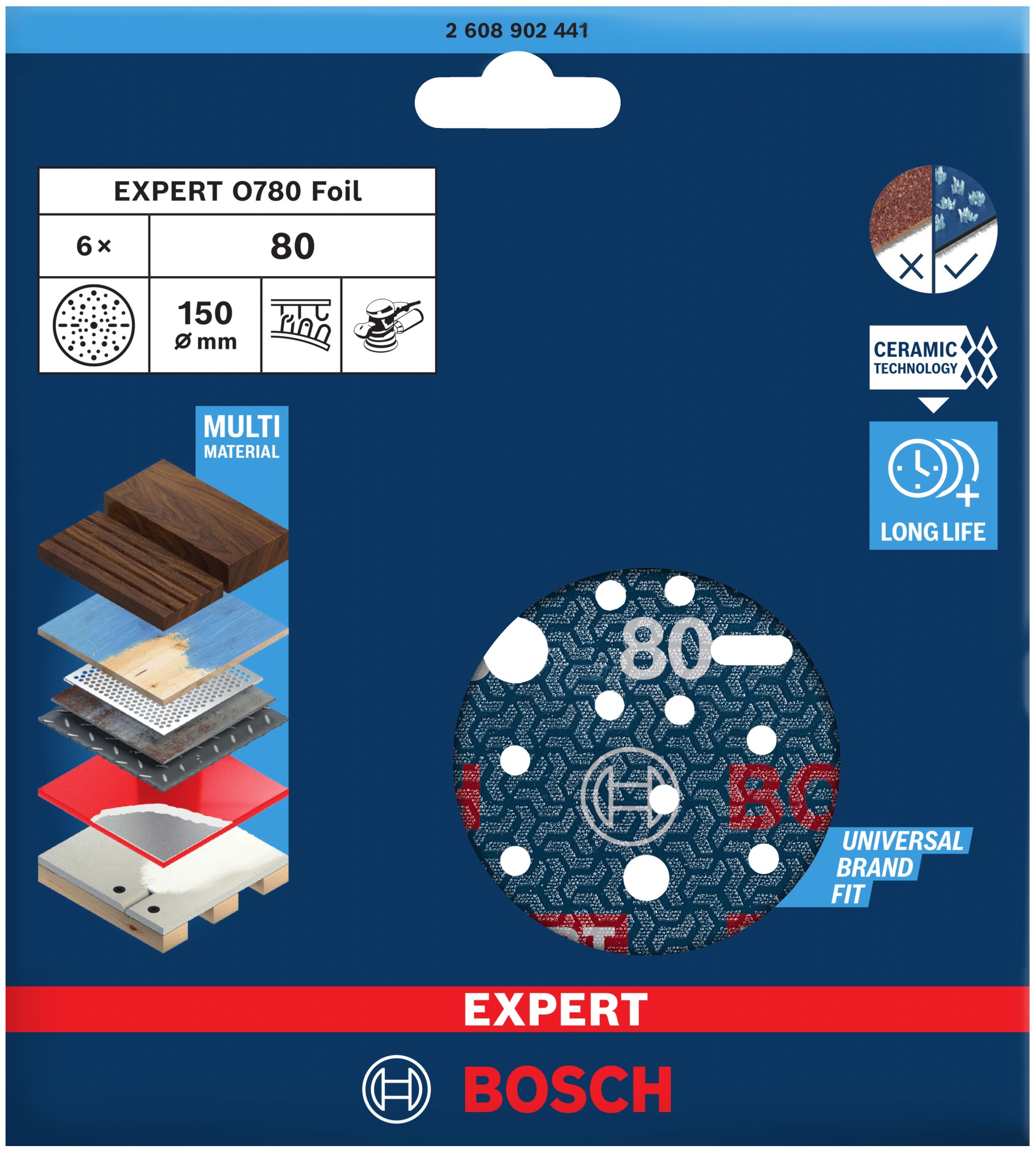 Disco de lija para láminas EXPERT O780, 150 mm, G80