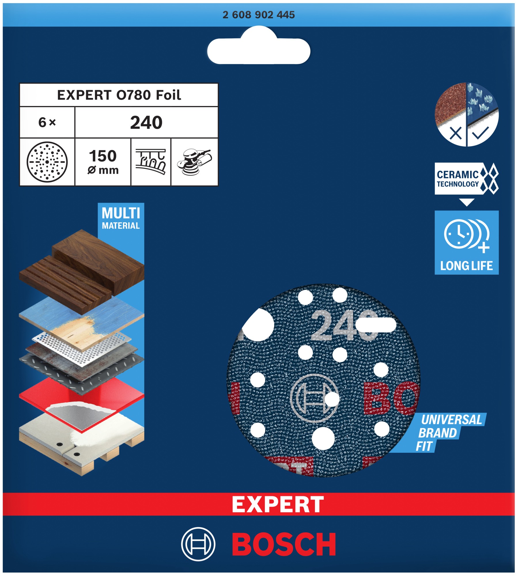 Disco de lija para láminas EXPERT O780, 150 mm, G240