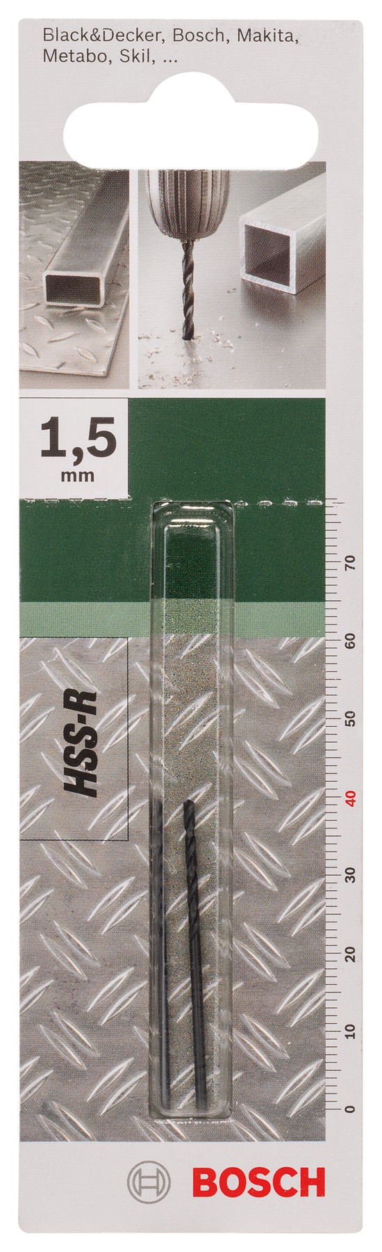 Broca para metal HSS-R, DIN 338D = 1,5 mm; L = 40 mm