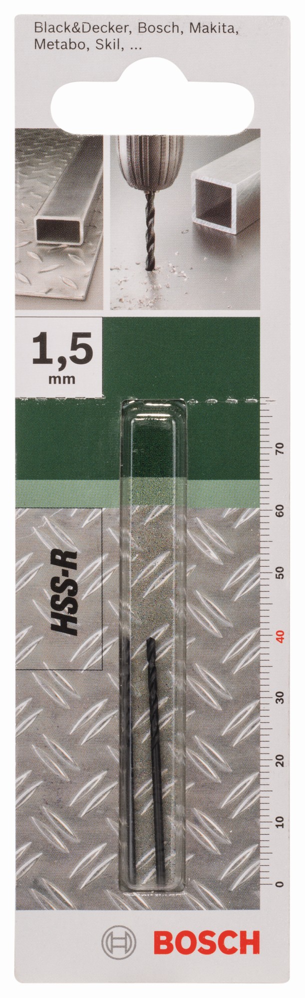 Broca para metal HSS-R, DIN 338D = 1,5 mm; L = 40 mm