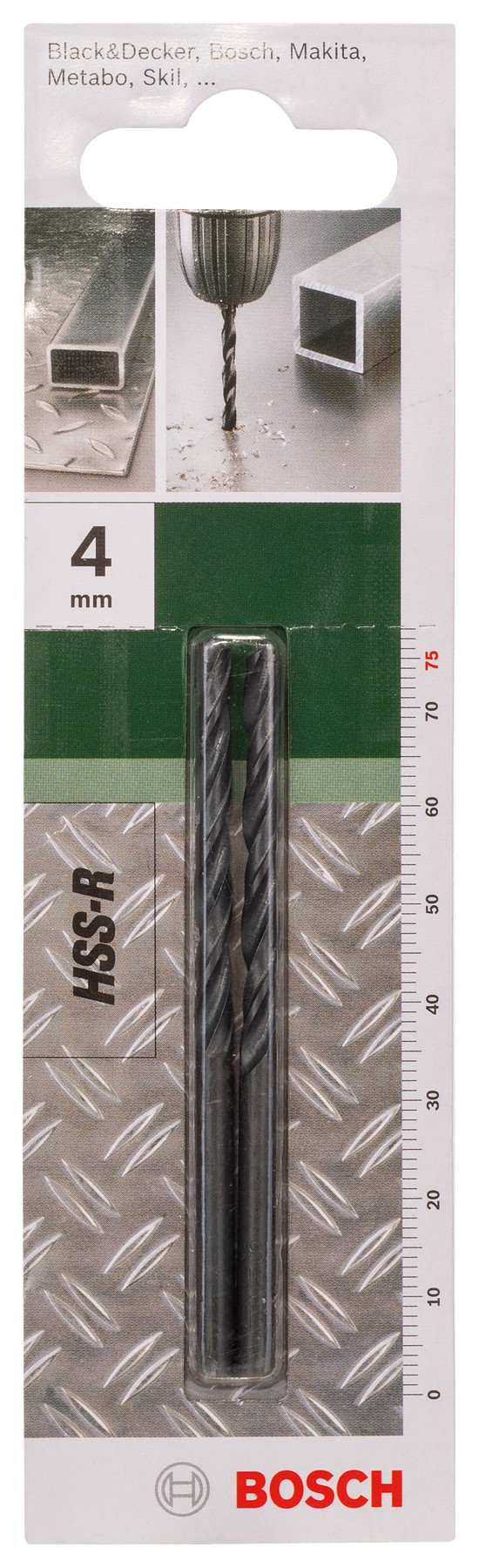 Broca para metal HSS-R, DIN 338D = 4,0 mm; L = 75 mm