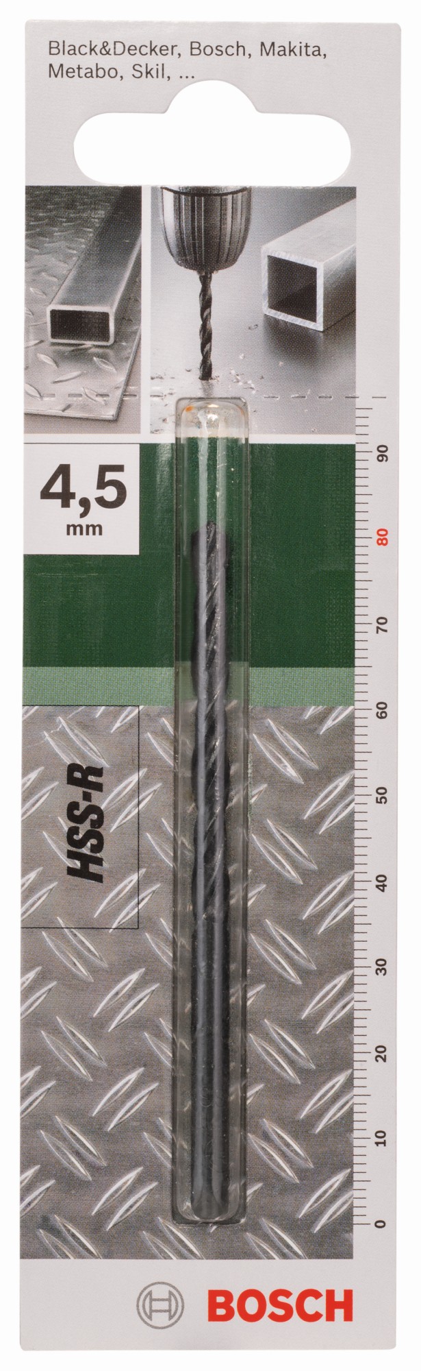 Broca para metal HSS-R, DIN 338D = 4,5 mm; L = 80 mm