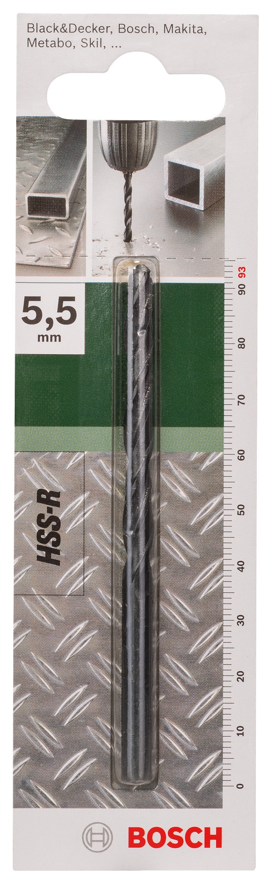 Broca para metal HSS-R, DIN 338D = 5,5 mm; L = 93 mm