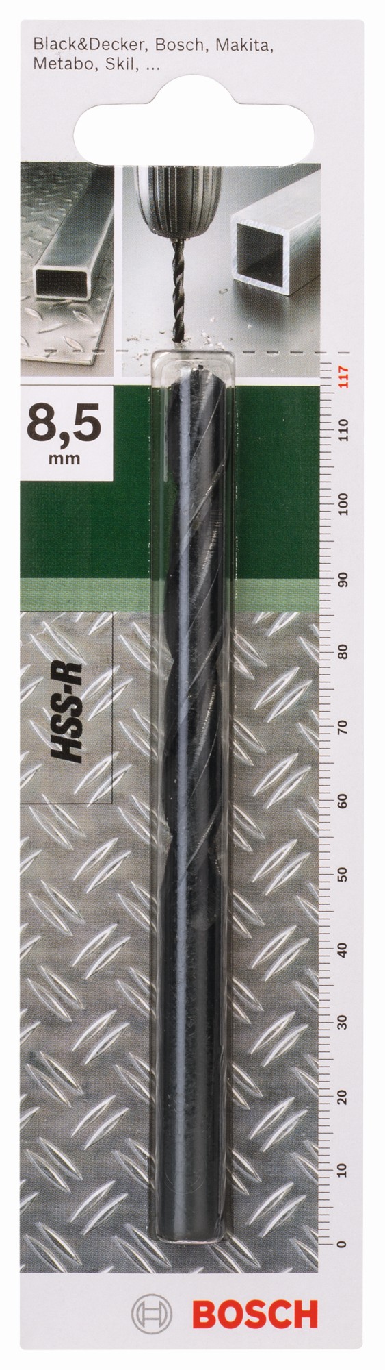 Broca para metal HSS-R, DIN 338D = 8,5 mm; L = 117 mm