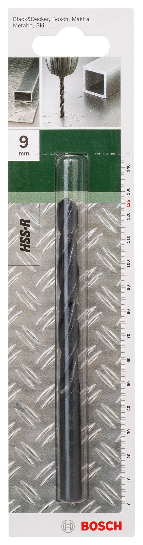 Broca para metal HSS-R, DIN 338D = 9,0 mm; L = 125 mm