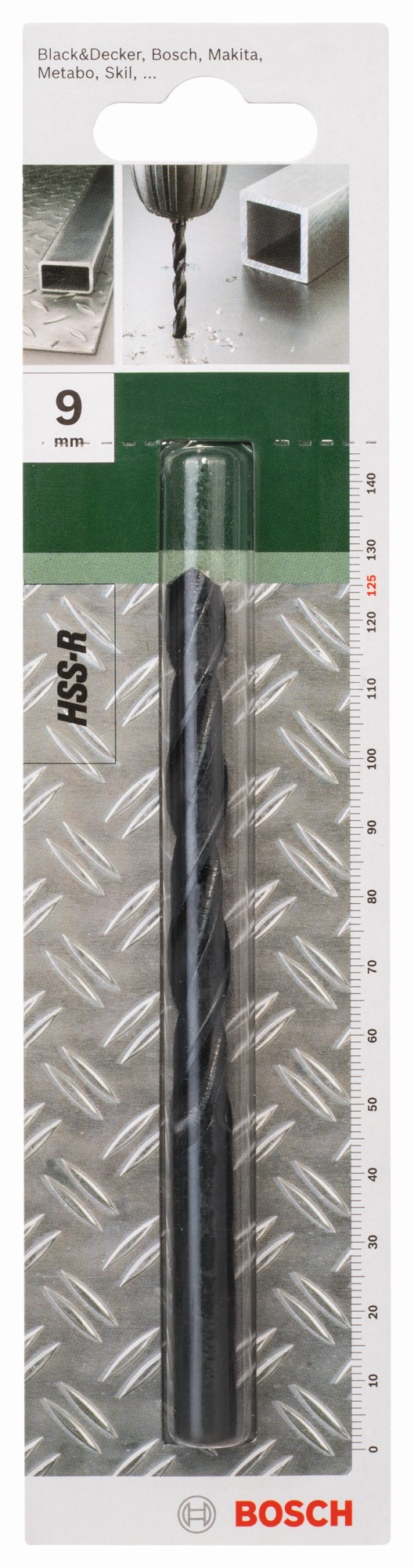 Broca para metal HSS-R, DIN 338D = 9,0 mm; L = 125 mm