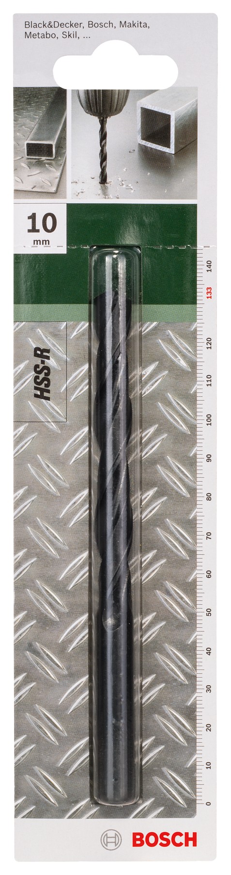 Broca para metal HSS-R, DIN 338D = 10,0 mm; L = 133 mm