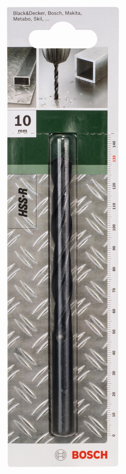 Broca para metal HSS-R, DIN 338D = 10,0 mm; L = 133 mm