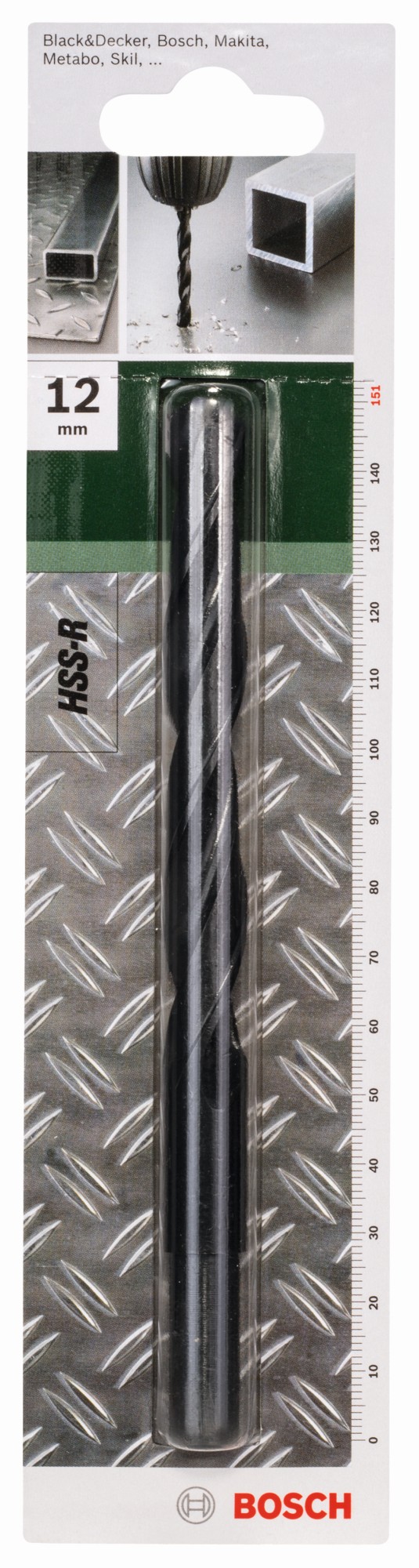 Broca para metal HSS-R, DIN 338D = 12,0 mm; L = 151 mm