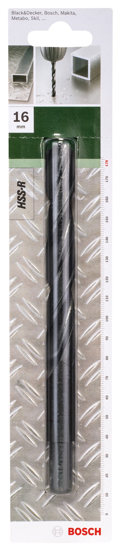 Broca para metal HSS-R, DIN 338D = 16,0 mm; L = 178 mm