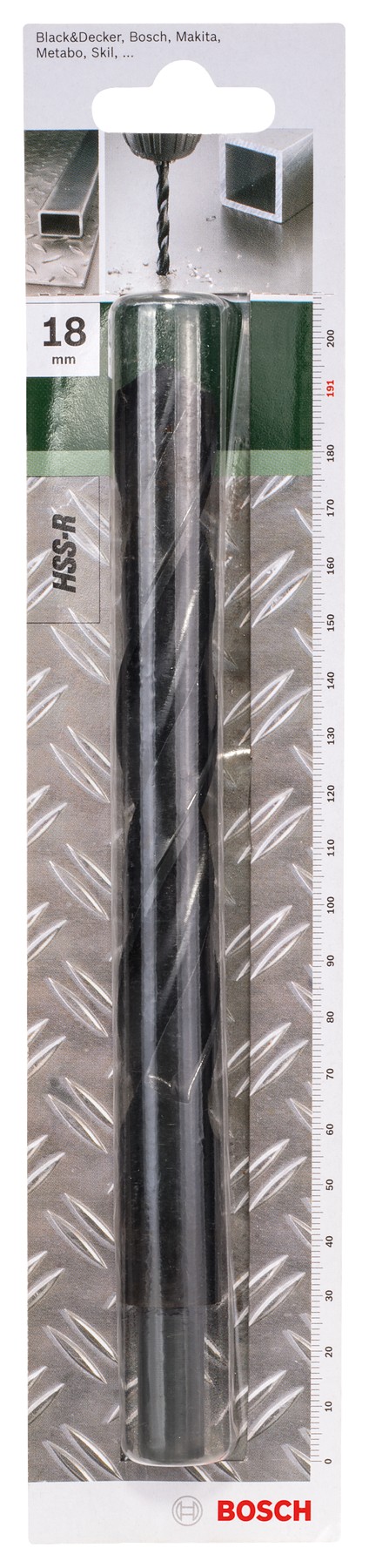 Broca para metal HSS-R, DIN 338D = 18,0 mm; L = 191 mm