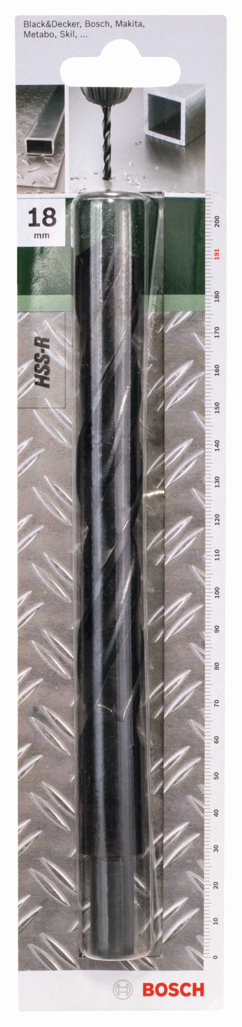 Broca para metal HSS-R, DIN 338D = 18,0 mm; L = 191 mm