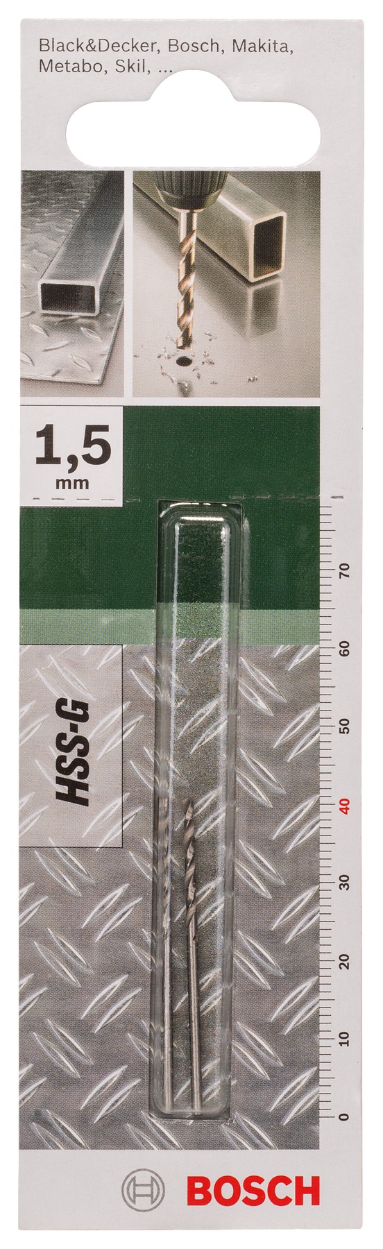 Broca para metal HSS-G, DIN 338D = 1,5 mm; L = 40 mm