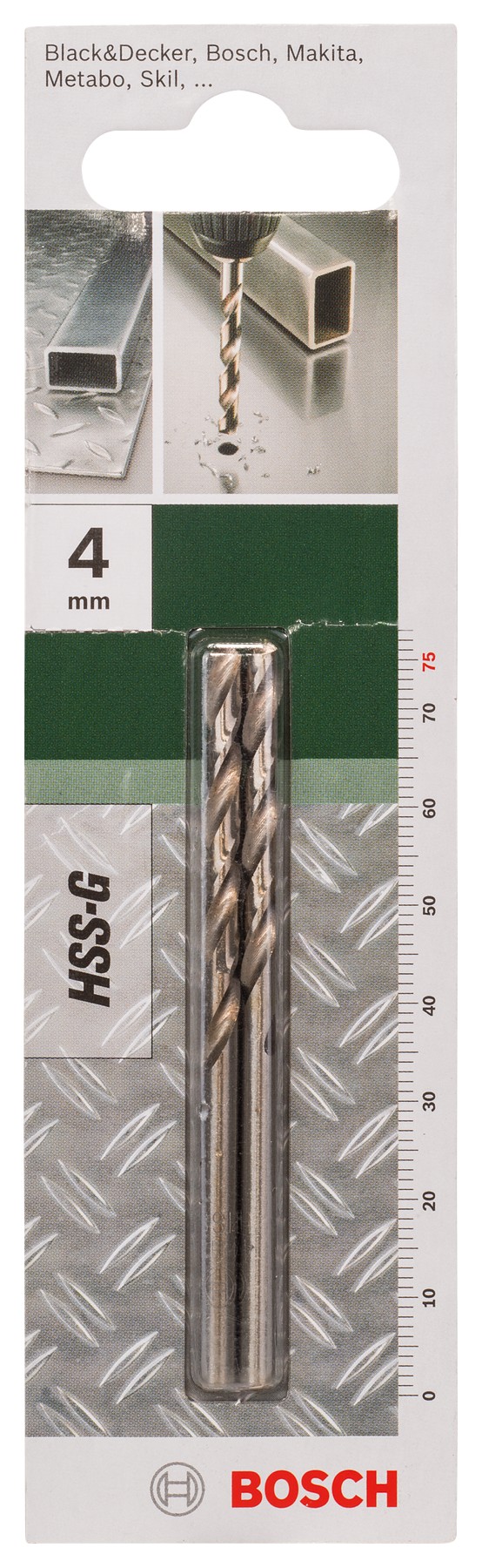 Broca para metal HSS-G, DIN 338D = 4,0 mm; L = 75 mm