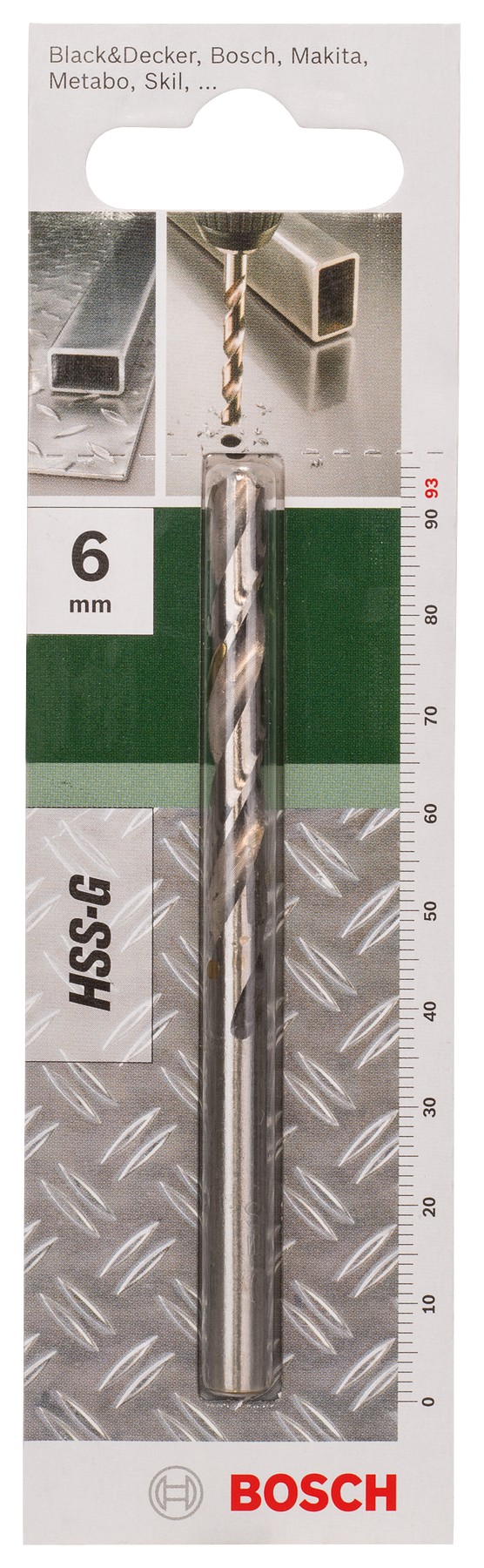 Broca para metal HSS-G, DIN 338D = 6,0 mm; L = 93 mm