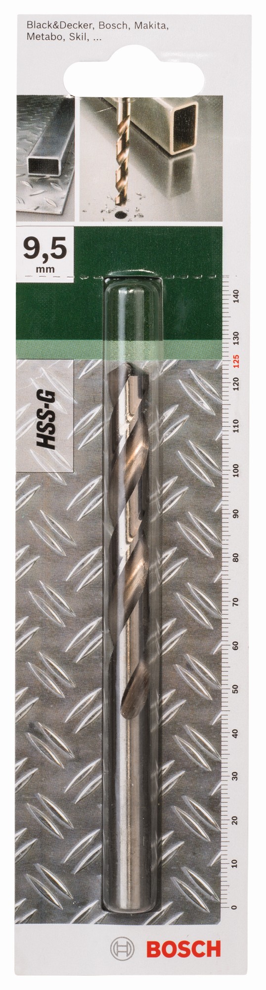 Broca para metal HSS-G, DIN 338D = 9,5 mm; L = 125 mm