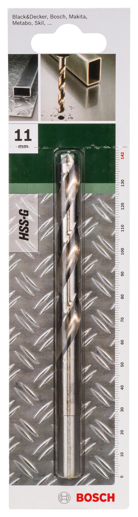 Broca para metal HSS-G, DIN 338D = 11,0 mm; L = 142 mm