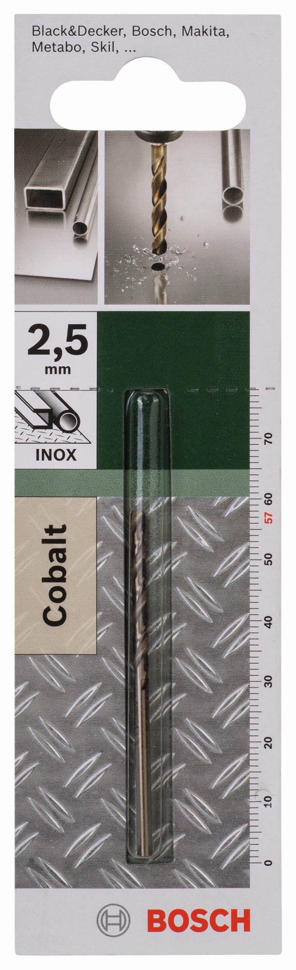 Broca para metal HSS-Co, DIN 338D = 2,5 mm; L = 57 mm