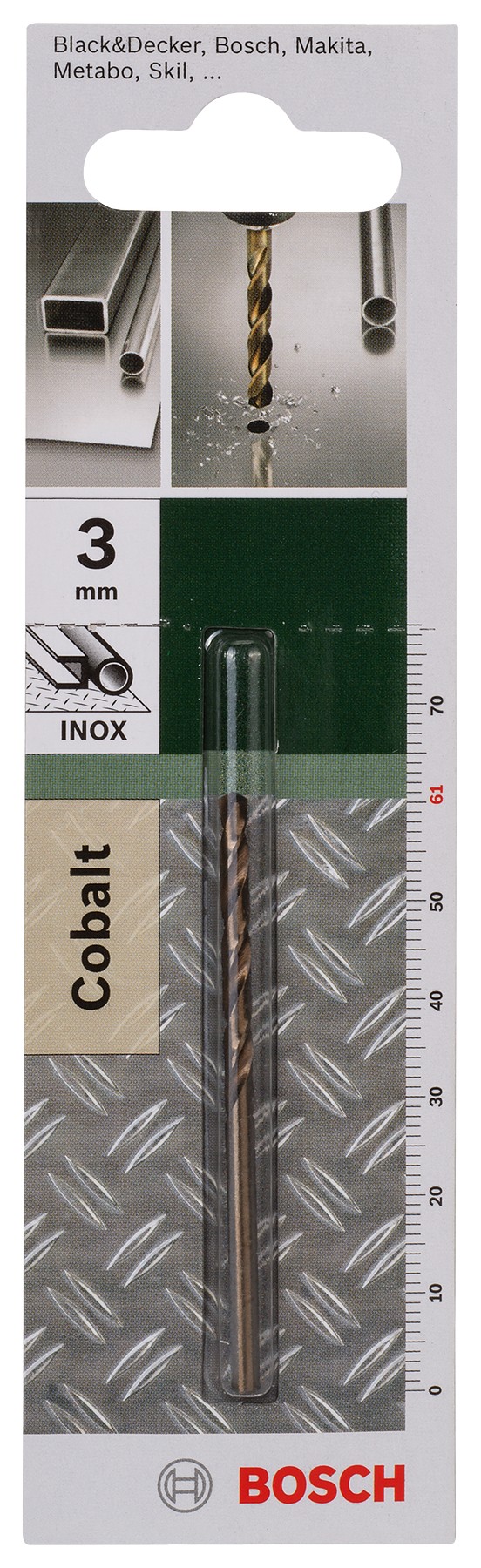 Broca para metal HSS-Co, DIN 338D = 3,0 mm; L = 61 mm