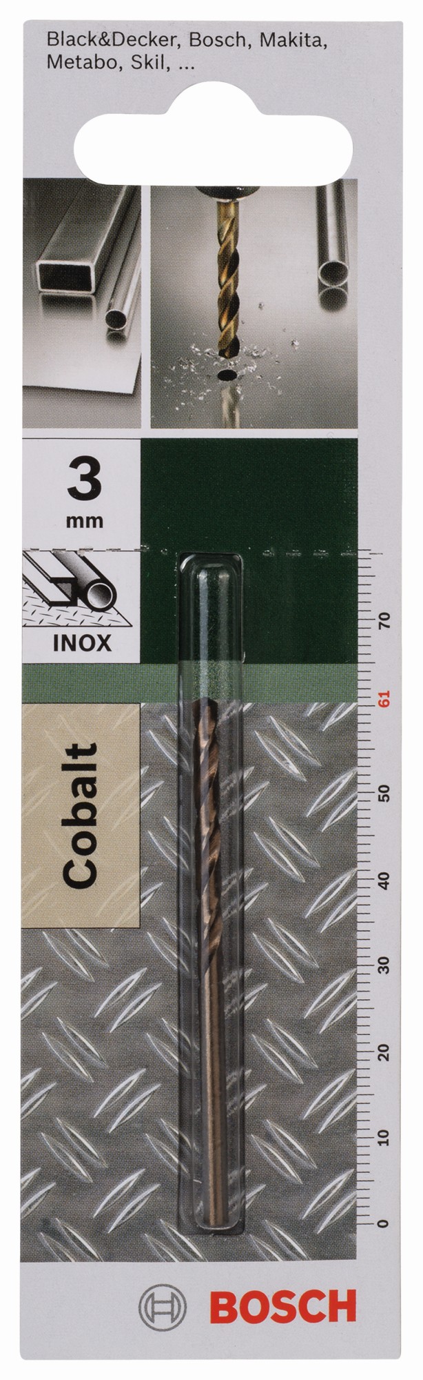 Broca para metal HSS-Co, DIN 338D = 3,0 mm; L = 61 mm