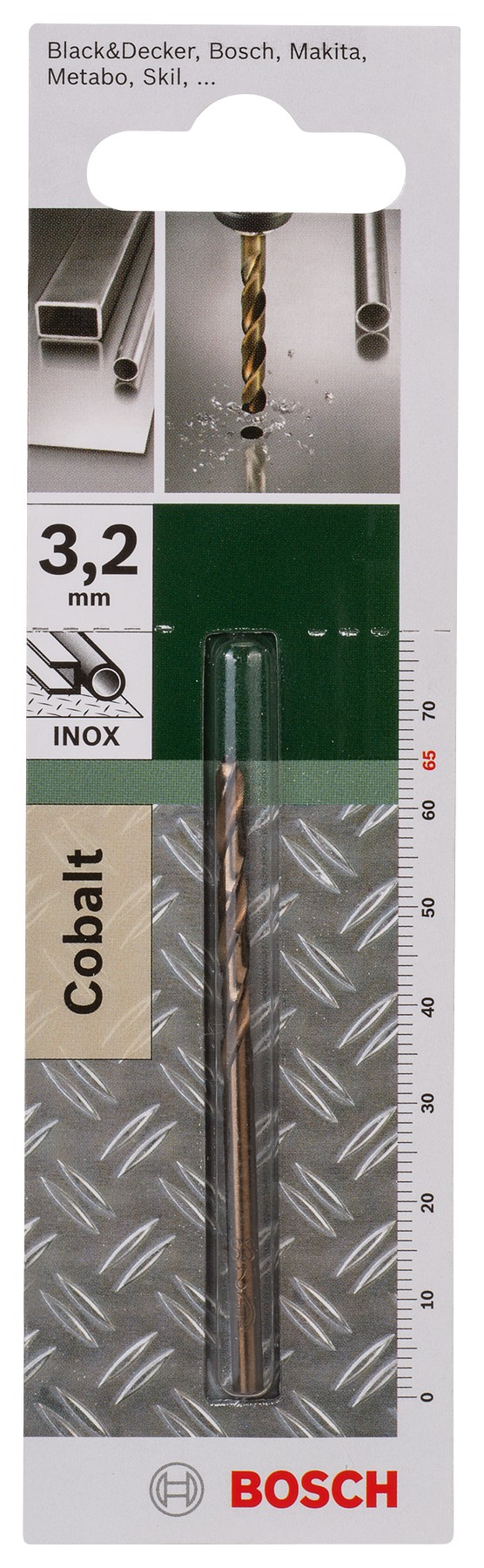 Broca para metal HSS-Co, DIN 338D = 3,2 mm; L = 65 mm