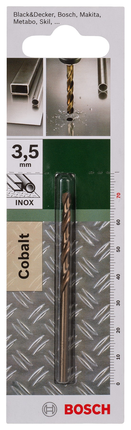 Broca para metal HSS-Co, DIN 338D = 3,5 mm; L = 70 mm