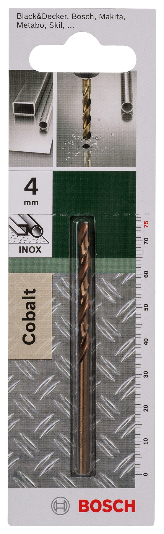 Broca para metal HSS-Co, DIN 338D = 4,0 mm; L = 75 mm