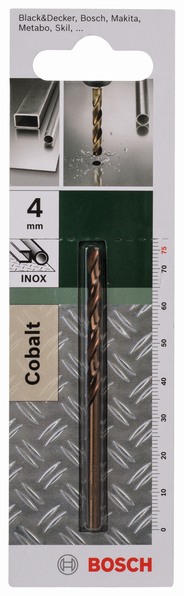 Broca para metal HSS-Co, DIN 338D = 4,0 mm; L = 75 mm