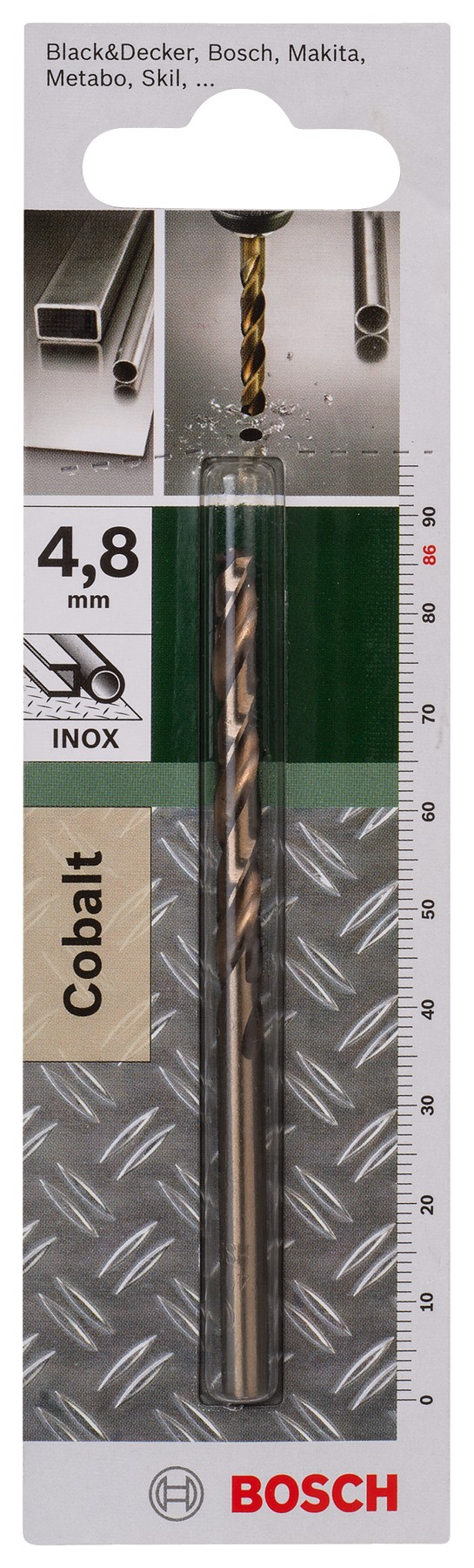 Broca para metal HSS-Co, DIN 338D = 4,8 mm; L = 86 mm