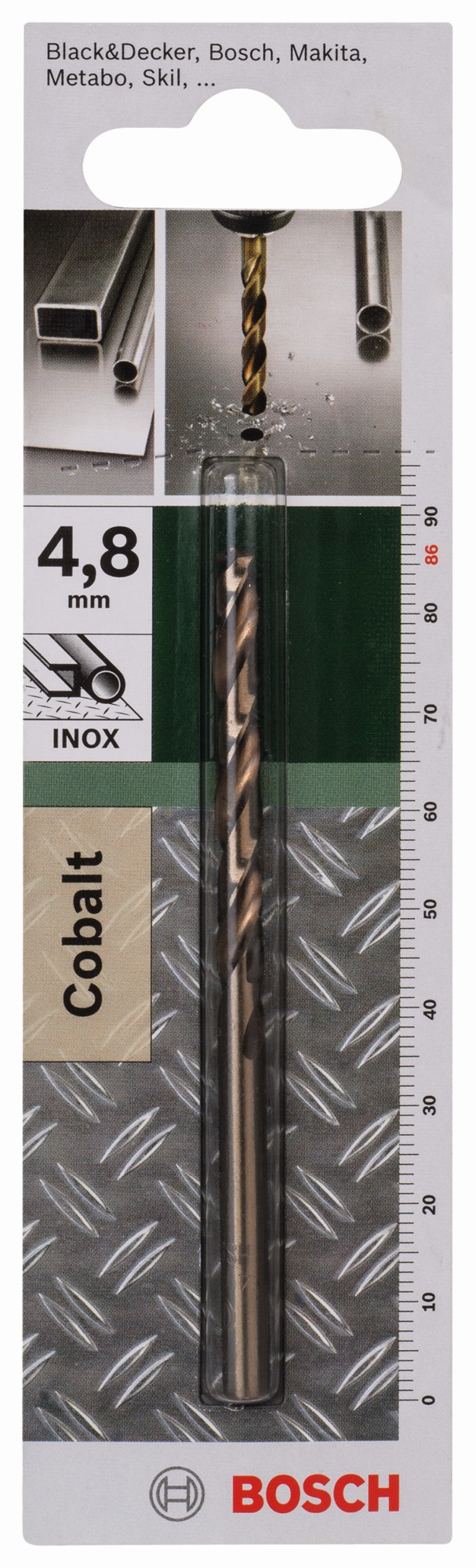 Broca para metal HSS-Co, DIN 338D = 4,8 mm; L = 86 mm