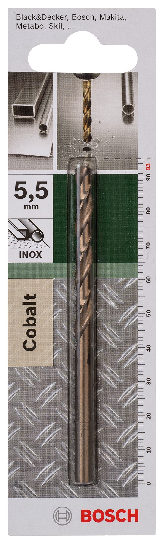 Broca para metal HSS-Co, DIN 338D = 5,5 mm; L = 93 mm