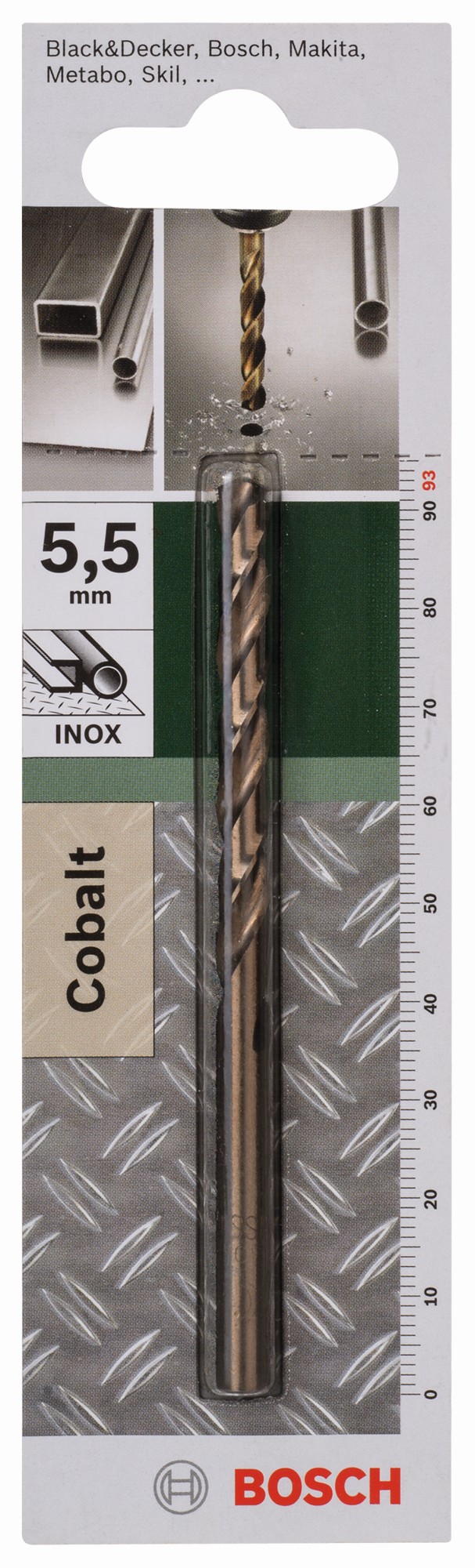 Broca para metal HSS-Co, DIN 338D = 5,5 mm; L = 93 mm