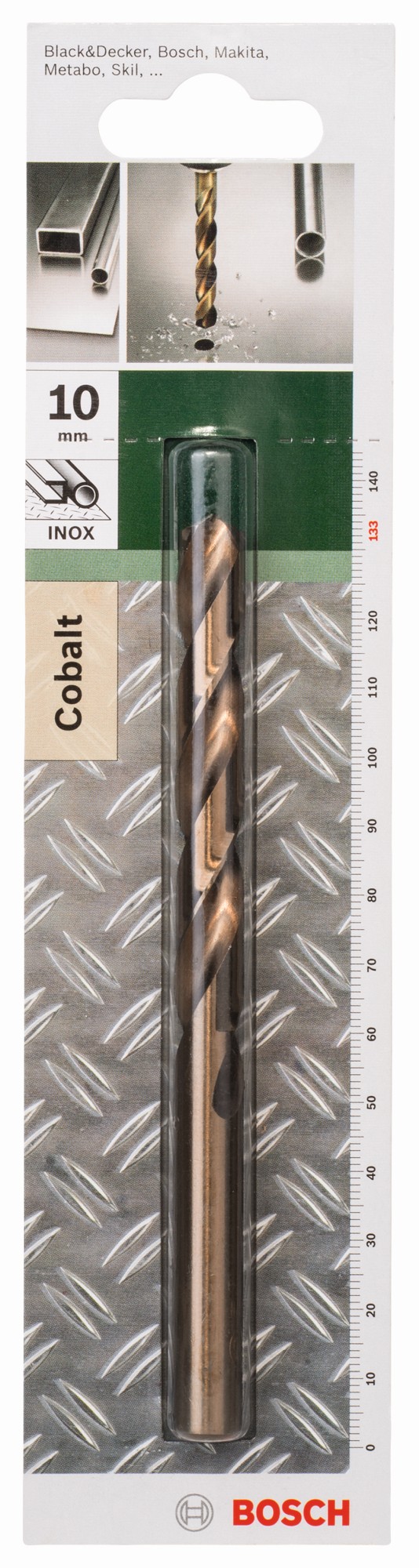 Broca para metal HSS-Co, DIN 338D = 10,0 mm; L = 133 mm