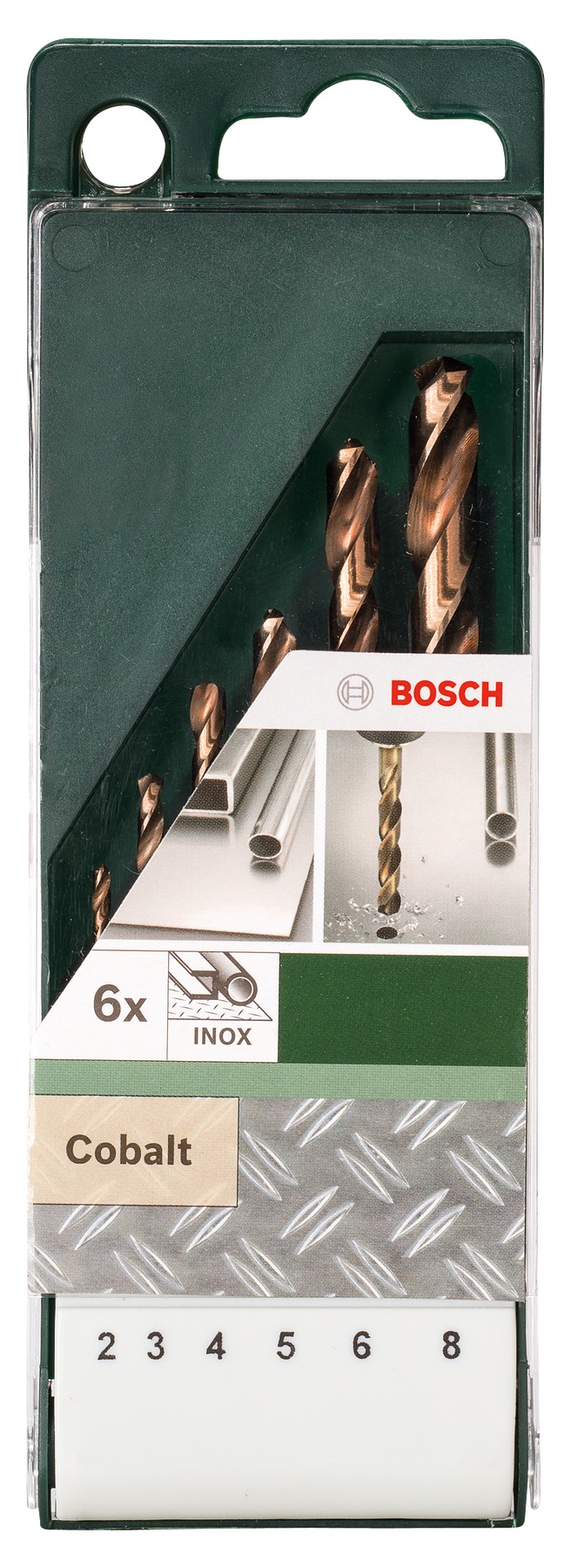 Set de 6 piezas de brocas para metal HSS-Co, DIN 3382,0; 3,0; 4,0; 5,0; 6,0; 8,0 mm