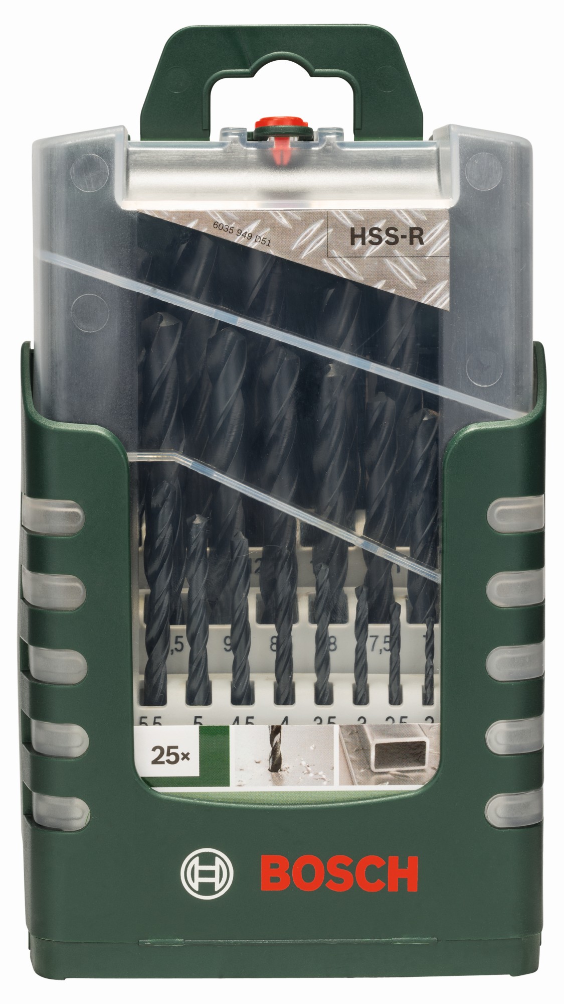 Set de 19 brocas para metal HSS-R, DIN 3381,0; 1,5; 2,0; 2,5; 3,0; 3,5; 4,0; 4,5; 5,0; 5,5; 6,0; 6,5; 7,0; 7,5; 8,0; 8,5; 9,0; 9,5; 10,0 mm