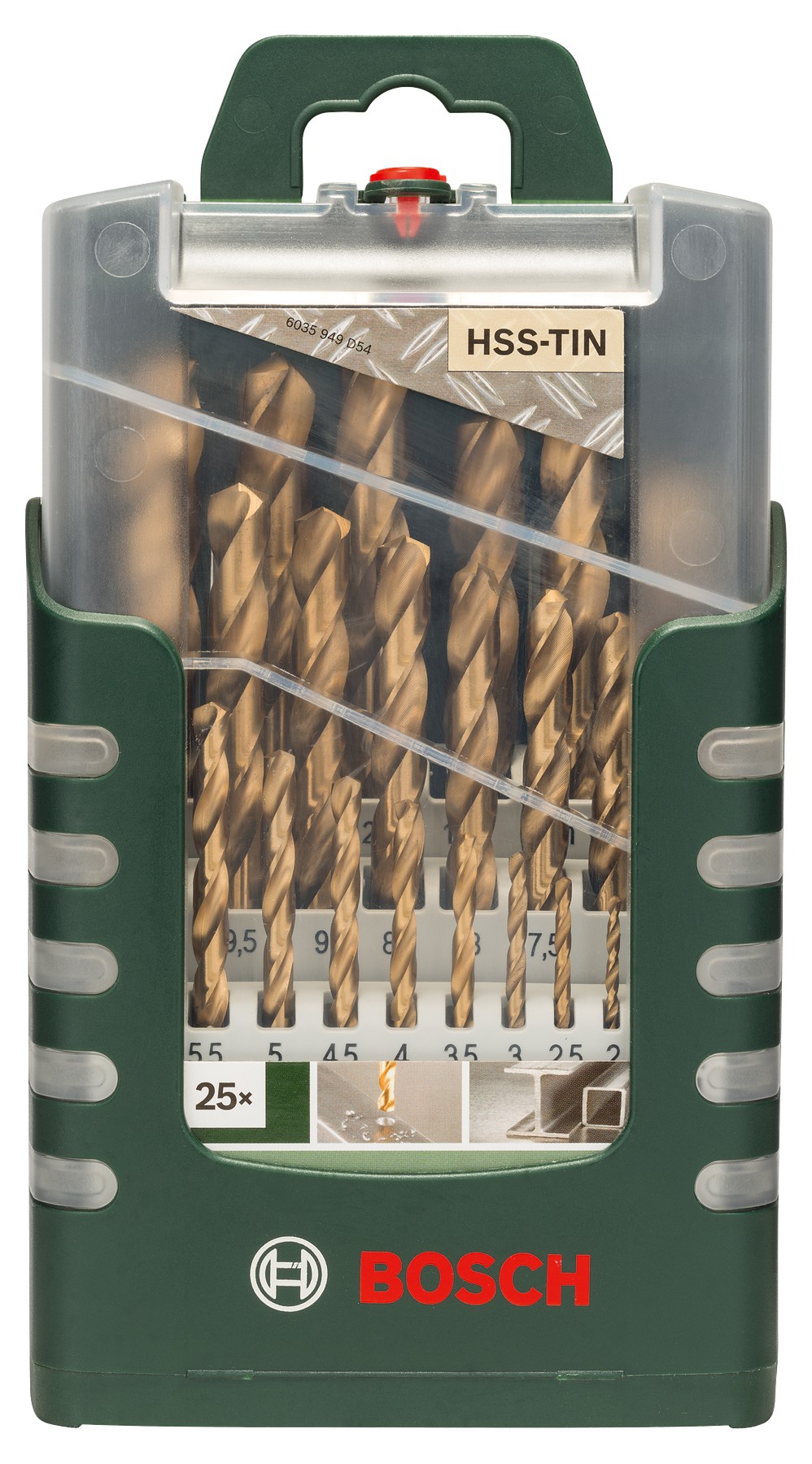 Set de 25 brocas para metal HSS-TiN, DIN 3381,0; 1,5; 2,0; 2,5; 3,0; 3,5; 4,0; 4,5; 5,0; 5,5; 6,0; 6,5; 7,0; 7,5; 8,0; 8,5; 9,0; 9,5; 10,0; 10,5; 11,0; 11,5; 12